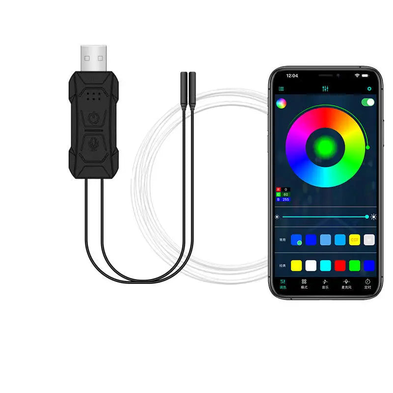 Upgrade Car Interior 3/4/5/7/8M RGB LED SMD5050 Ambient Light Strip 5W App Remote Control Fiber Optic Neon Lighting Universal