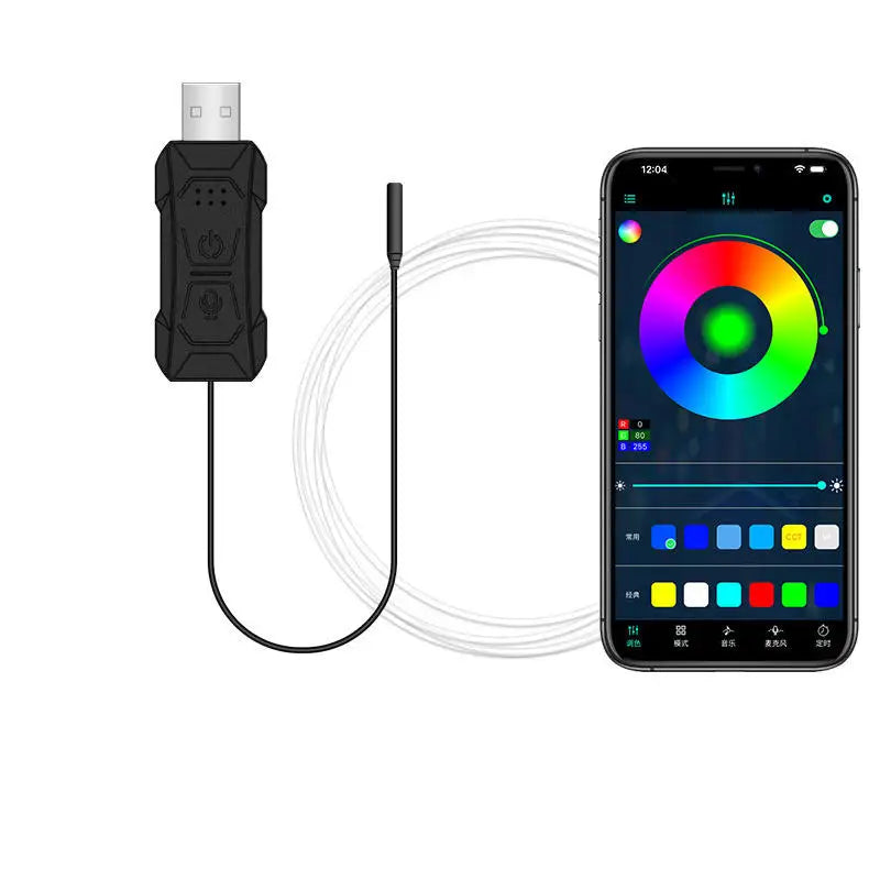 Upgrade Car Interior 3/4/5/7/8M RGB LED SMD5050 Ambient Light Strip 5W App Remote Control Fiber Optic Neon Lighting Universal