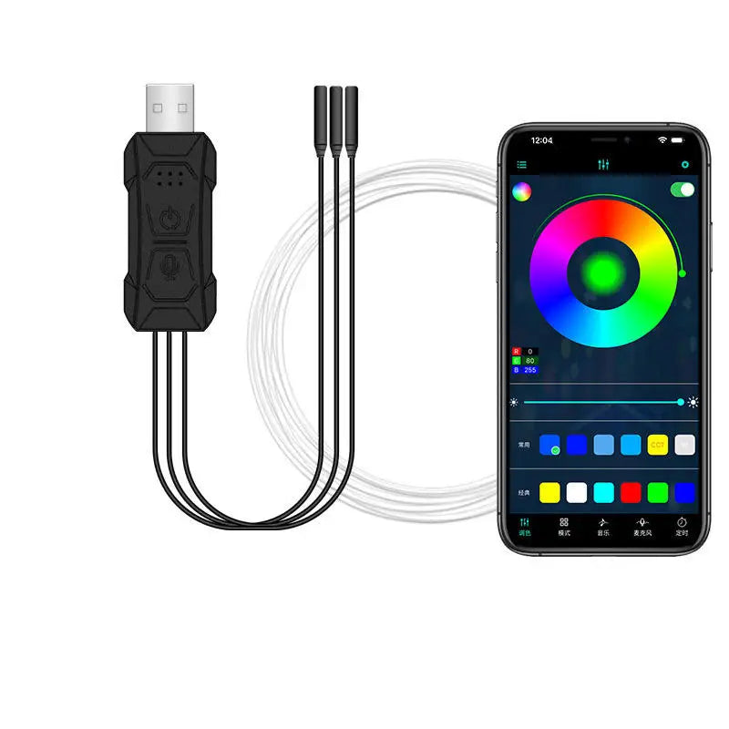 Upgrade Car Interior 3/4/5/7/8M RGB LED SMD5050 Ambient Light Strip 5W App Remote Control Fiber Optic Neon Lighting Universal