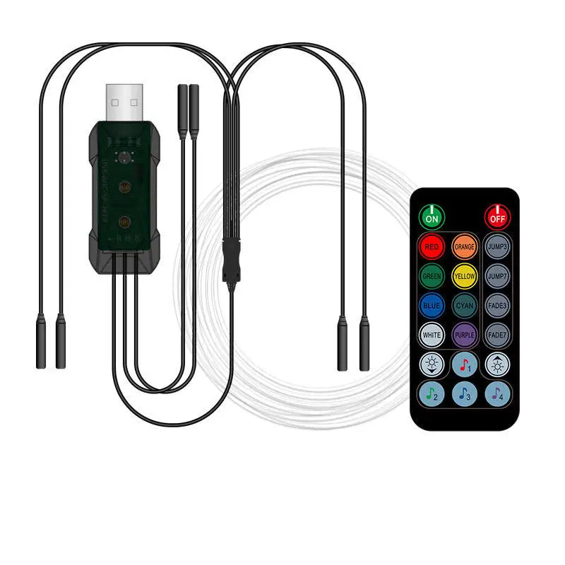 Upgrade Car Interior 3/4/5/7/8M RGB LED SMD5050 Ambient Light Strip 5W App Remote Control Fiber Optic Neon Lighting Universal