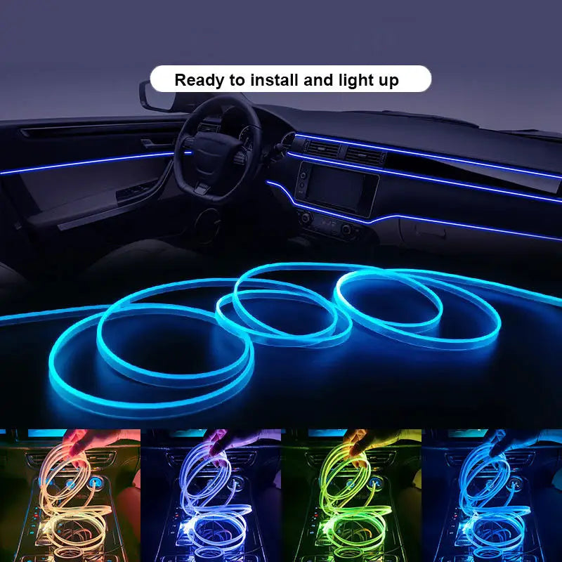 Upgrade Car Interior 3/4/5/7/8M RGB LED SMD5050 Ambient Light Strip 5W App Remote Control Fiber Optic Neon Lighting Universal
