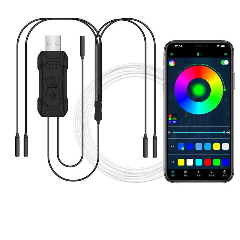 Upgrade Car Interior 3/4/5/7/8M RGB LED SMD5050 Ambient Light Strip 5W App Remote Control Fiber Optic Neon Lighting Universal