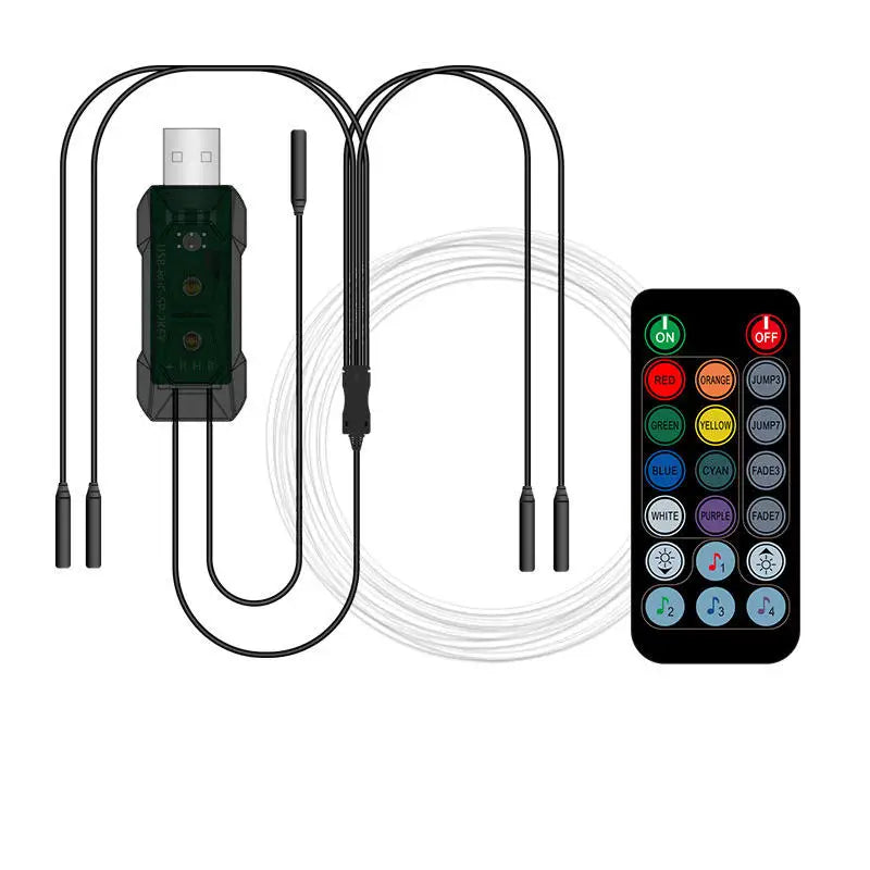 Upgrade Car Interior 3/4/5/7/8M RGB LED SMD5050 Ambient Light Strip 5W App Remote Control Fiber Optic Neon Lighting Universal