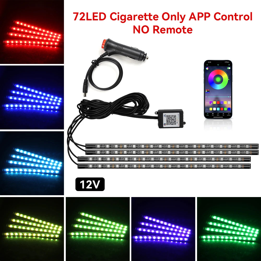 Led Car Ambient Lights RGB Strips Interior Atmosphere Lamp Remote Control interiof environment light car Car Footwell Lights