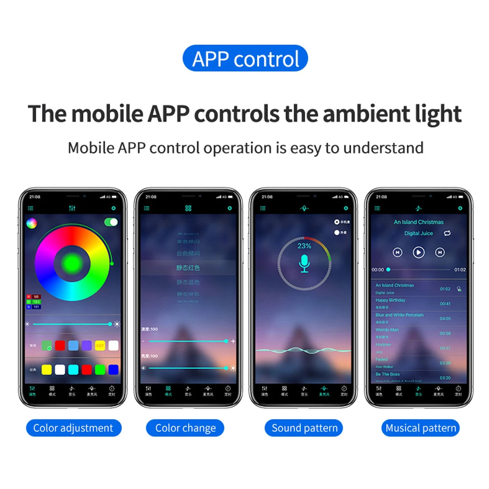 Led Car Ambient Lights RGB Strips Interior Atmosphere Lamp Remote Control interiof environment light car Car Footwell Lights